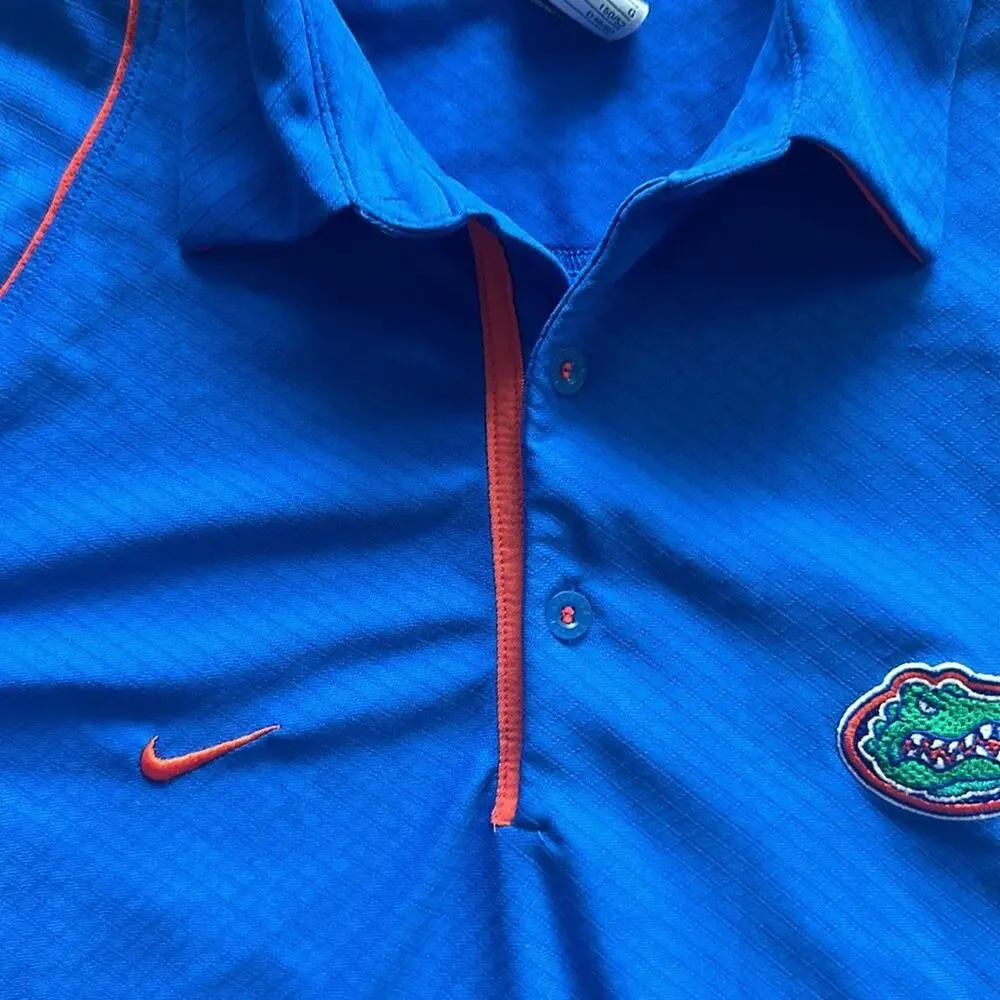 Nike University of Florida Gators Dri-Fit Team Polo‎ Blue Large Vintage Athletic